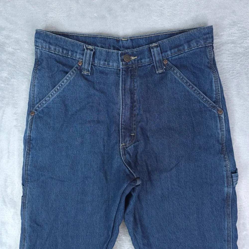 Wrangler Fleece Lined Carpenter Jeans Mens 30x32 Blue Workwear Straight Leg